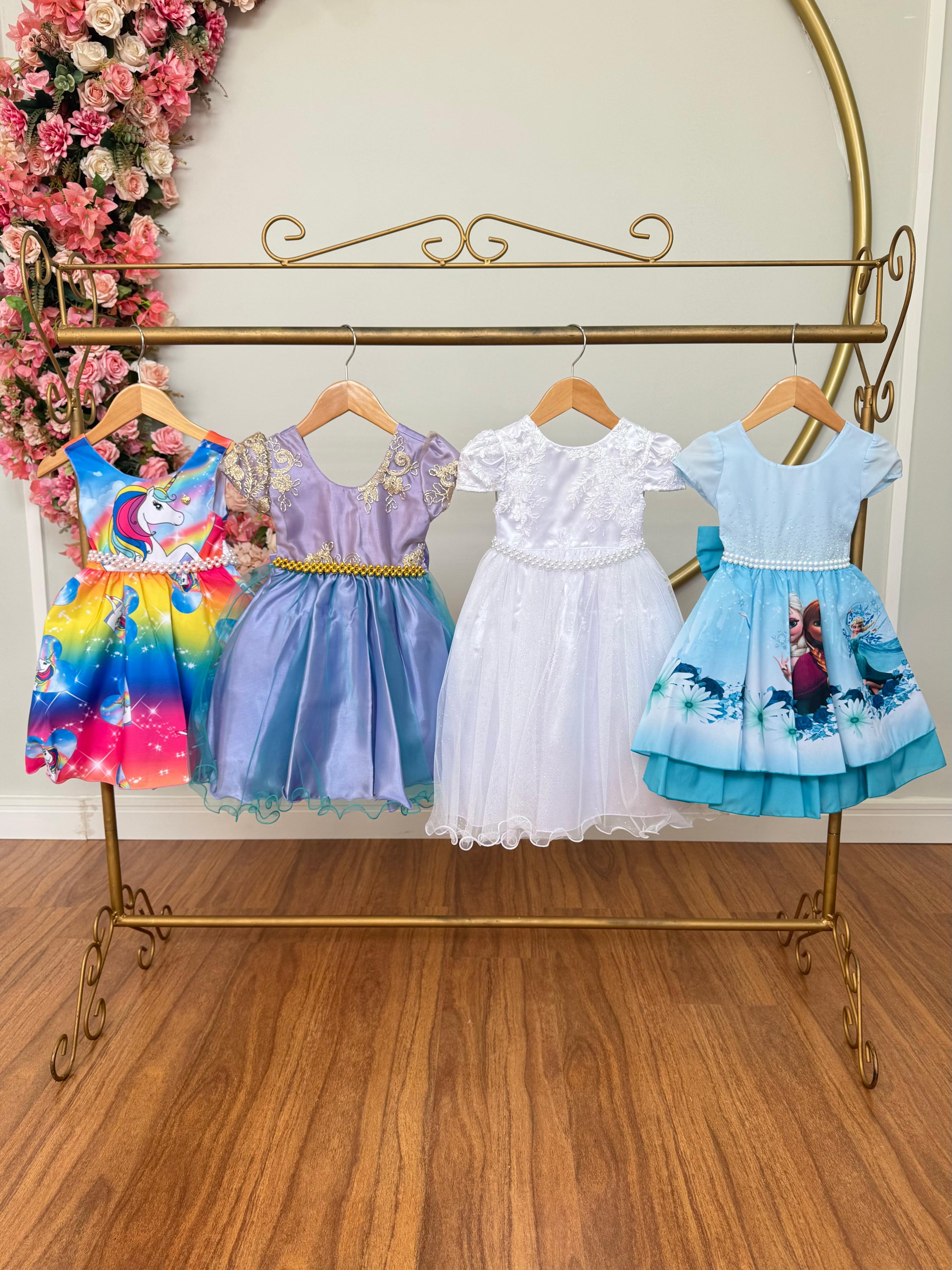 Kit 4 Peças Vestidos Luxo Daminhas Festas Temáticos TAMANHO 1