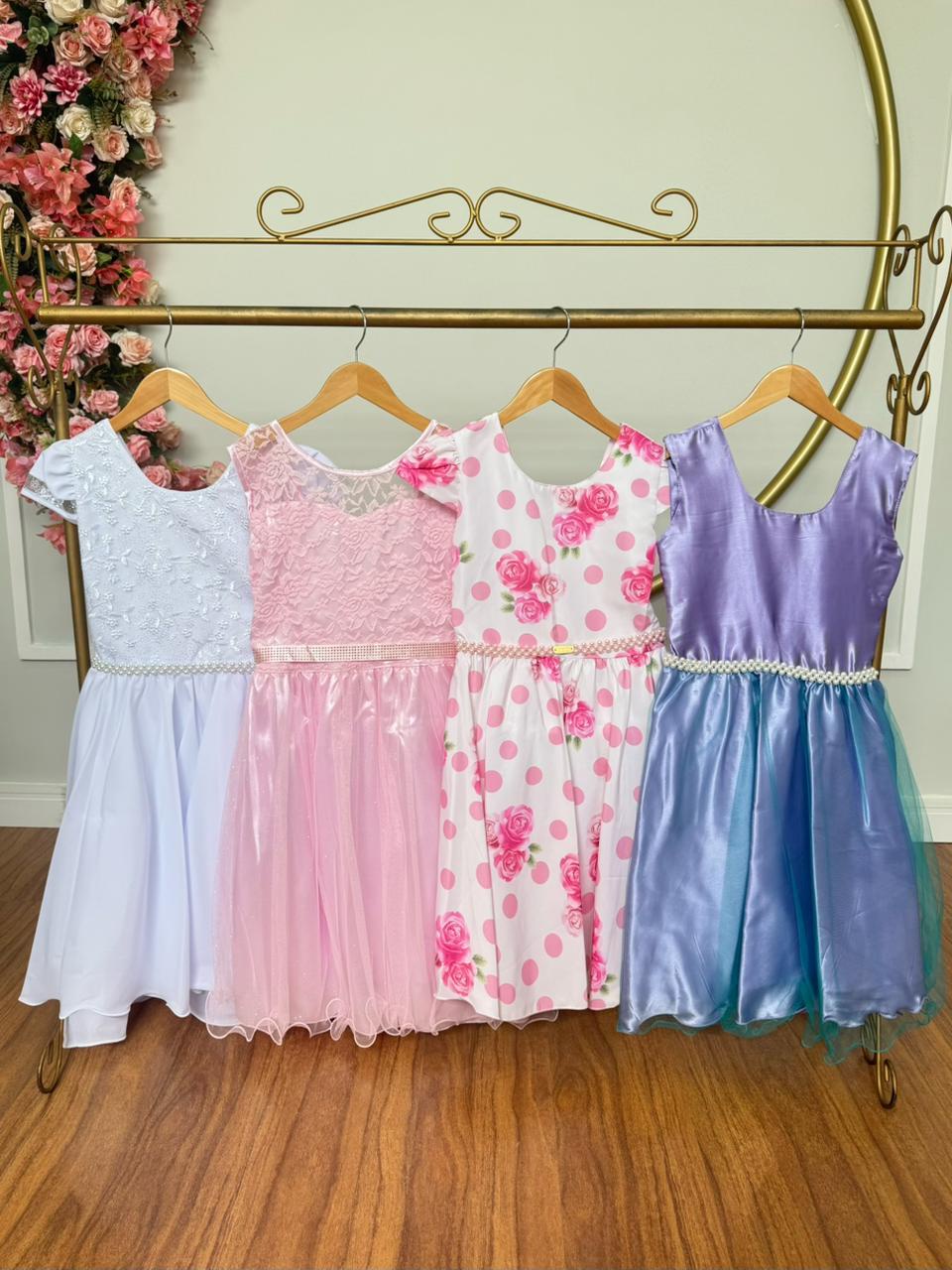 Kit 4 Peças Vestidos Luxo Daminhas Festas Temáticos TAMANHO 16