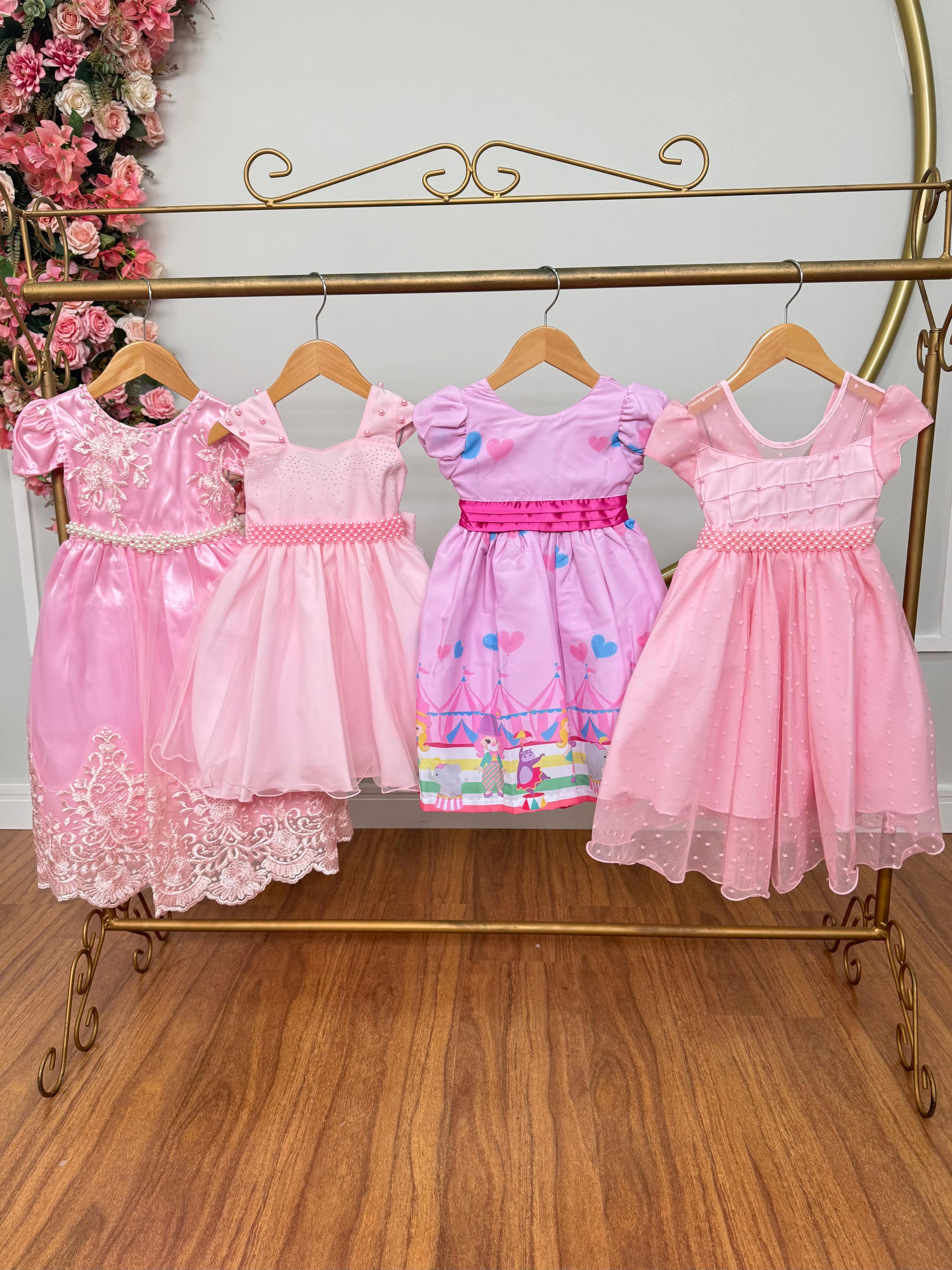 Kit 4 Peças Vestidos Luxo Daminhas Festas Temáticos TAMANHO 2