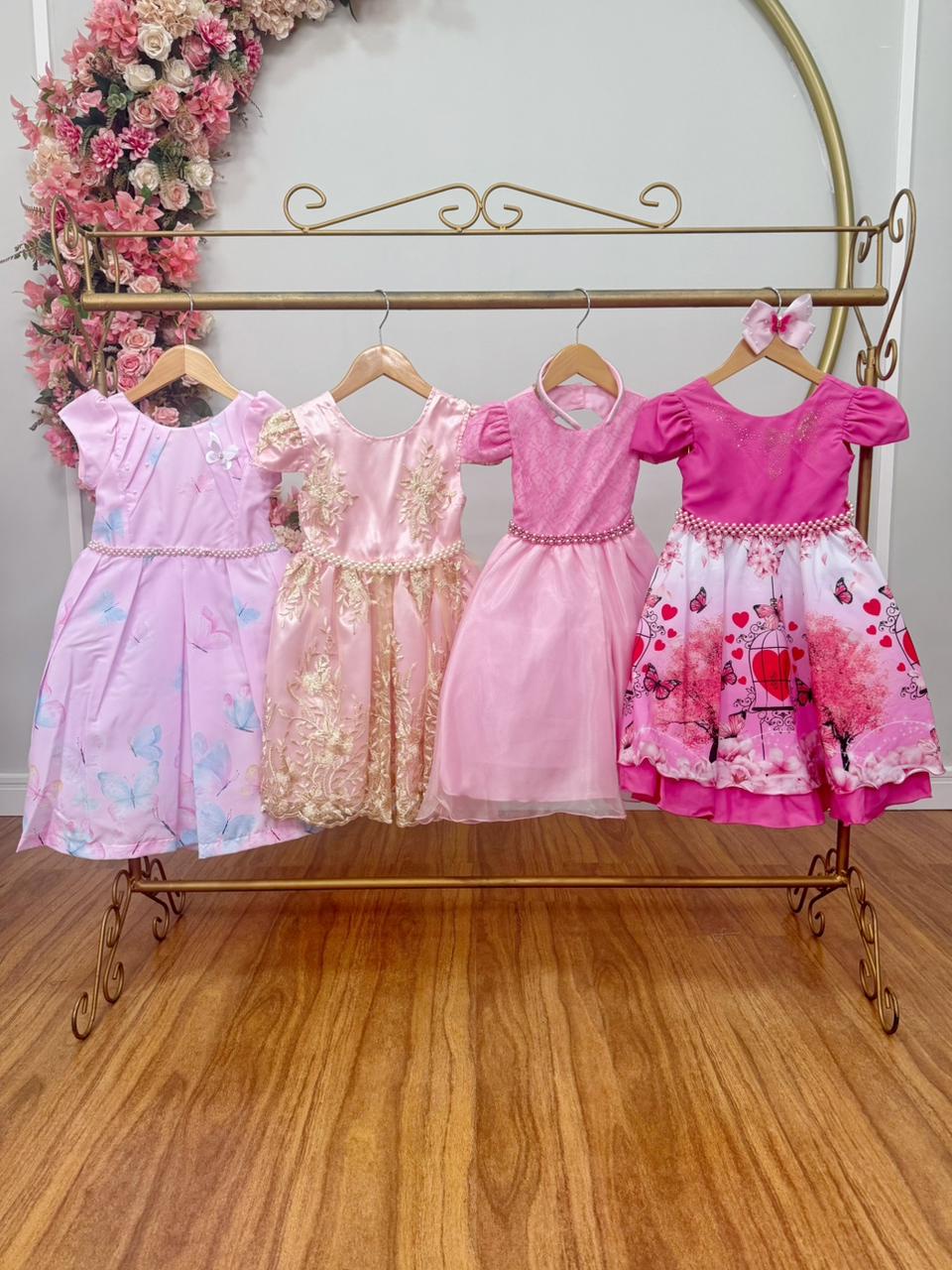 Kit 4 Peças Vestidos Luxo Daminhas Festas Temáticos TAMANHO 3