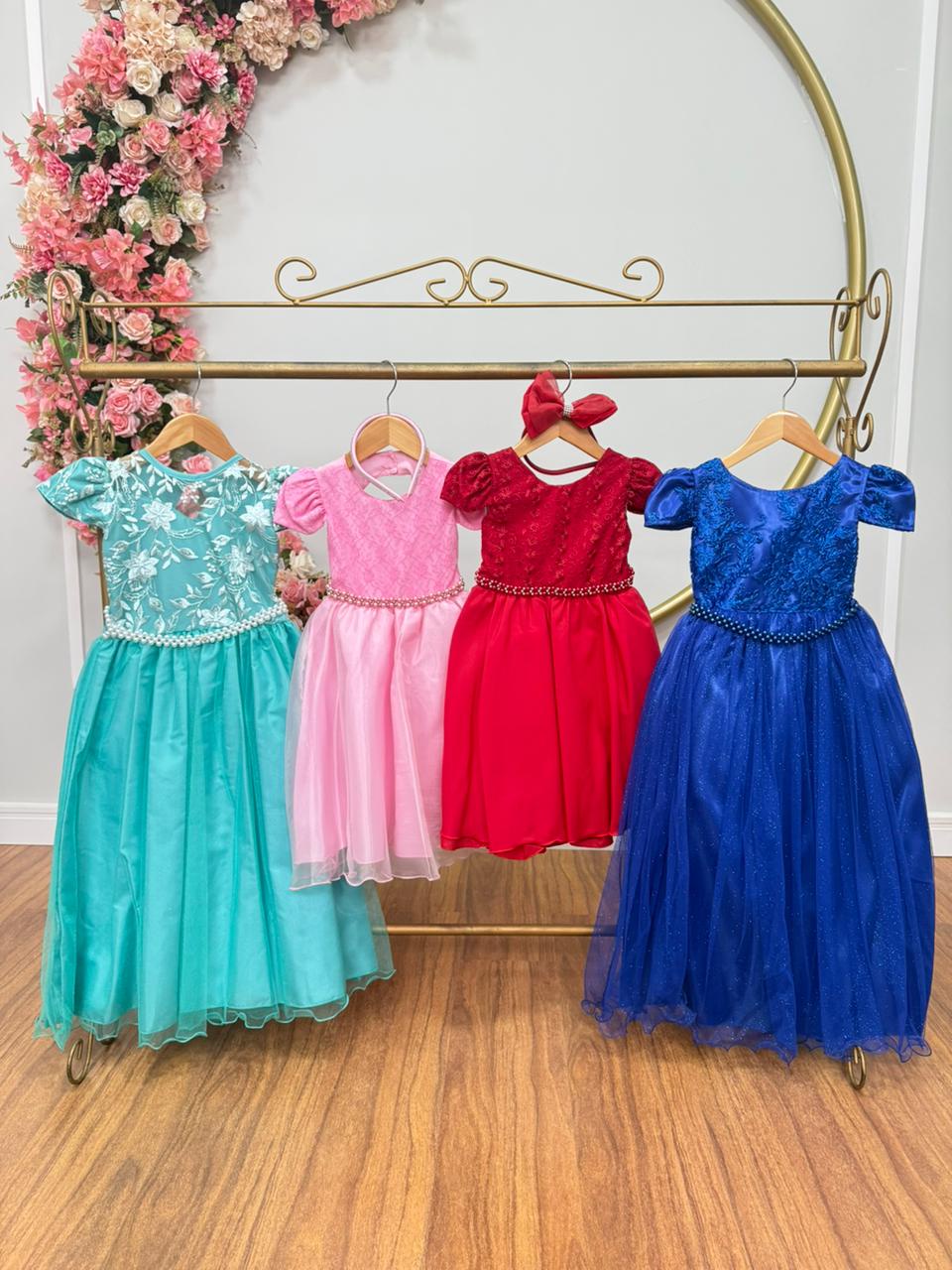 Kit 4 Peças Vestidos Luxo Daminhas Festas Temáticos TAMANHO 4