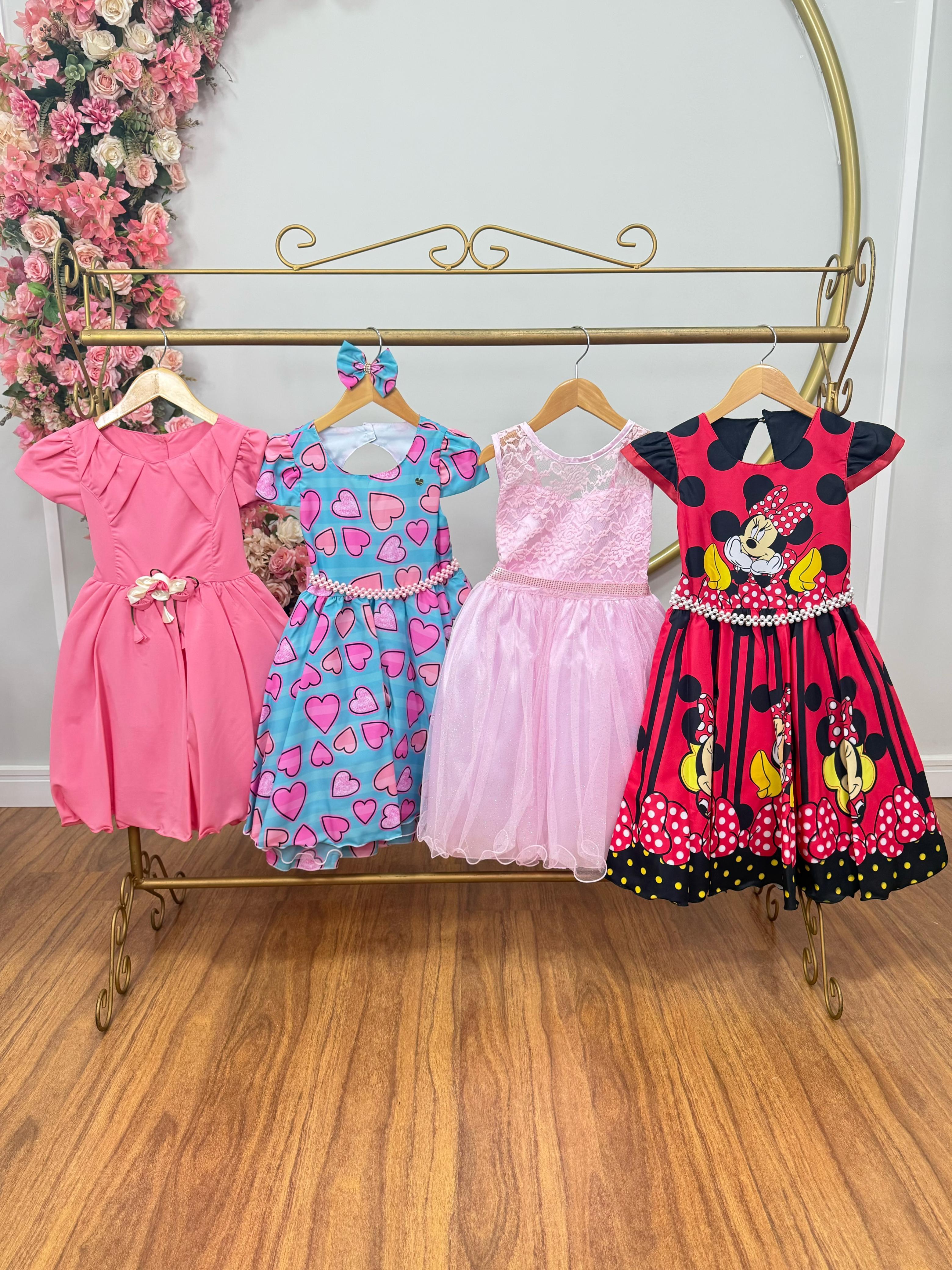 Kit 4 Peças Vestidos Luxo Daminhas Festas Temáticos TAMANHO 8