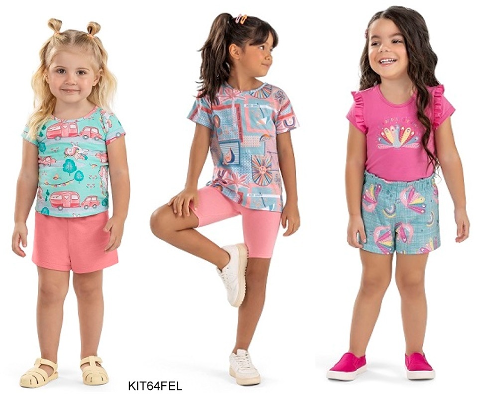 Kit Conjunto Elian Meninas Infantil 6 Peças Tamanho 4