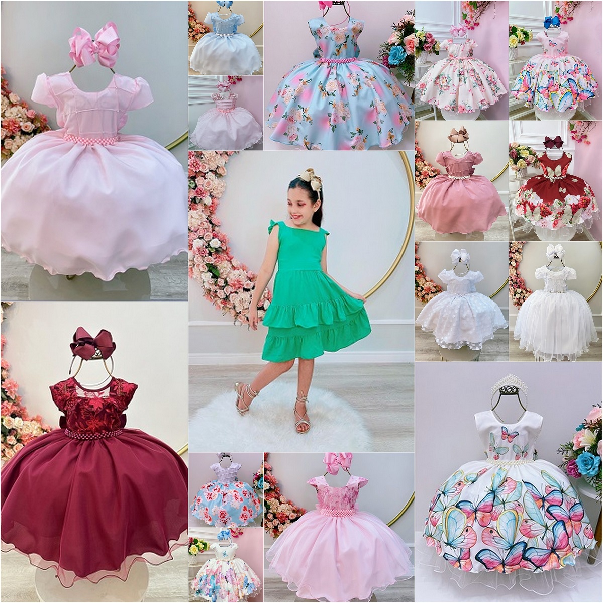 Kit de 4 Peças de Vestidos Luxo Daminhas Festas 8