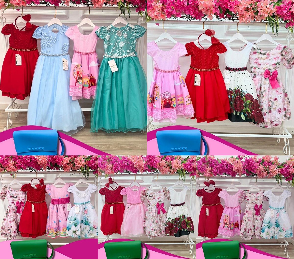 Kit de 4 Peças de Vestidos Luxo Daminhas Festas Temáticos no TAMANHO 4-1