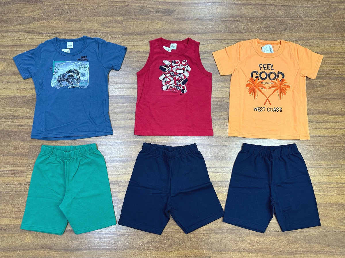 Kit Conjunto Elian Meninos Infantil 6 Peças estampas e cores variadas do 4 ao 8