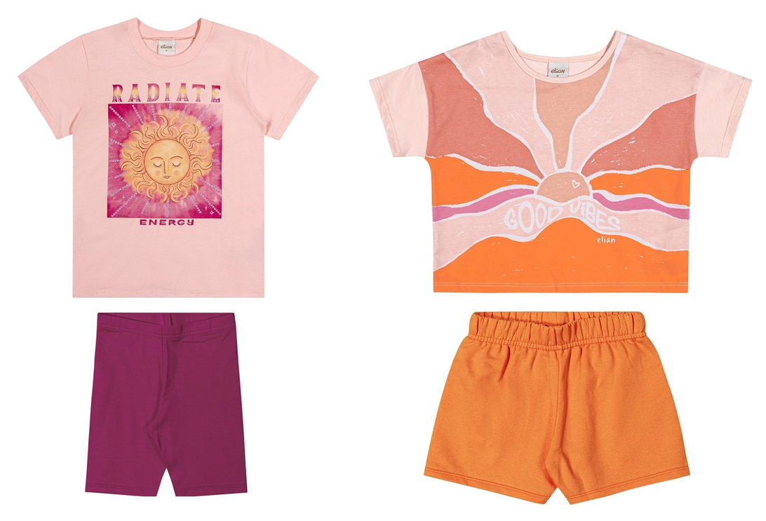 Kit Conjunto Elian Meninas Infantil 4 Peças Tamanhos 4 -10-12 e 14