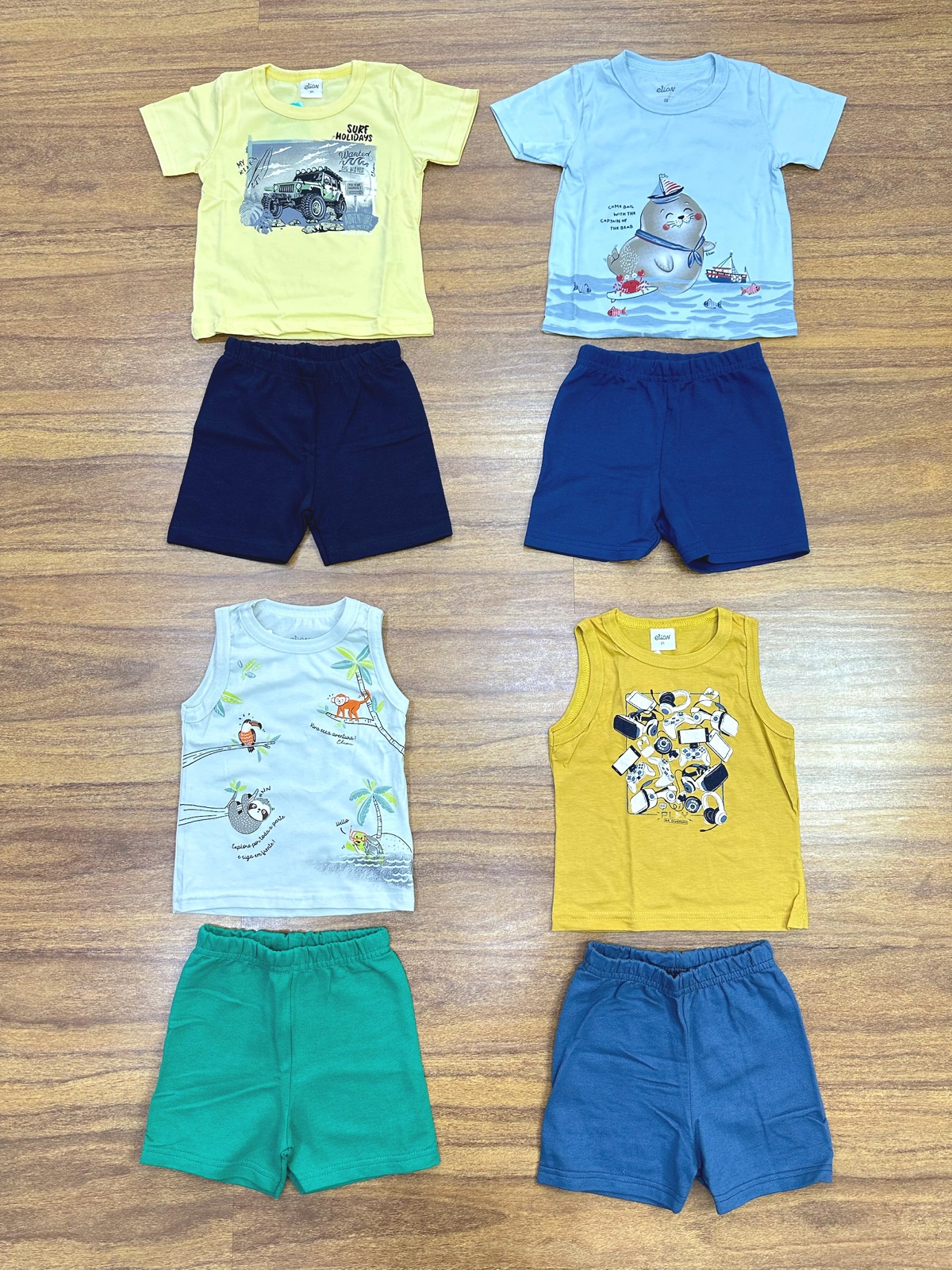 Kit Conjunto Elian Meninos Infantil 8 Peças estampas e cores variadas do 1 ao 3