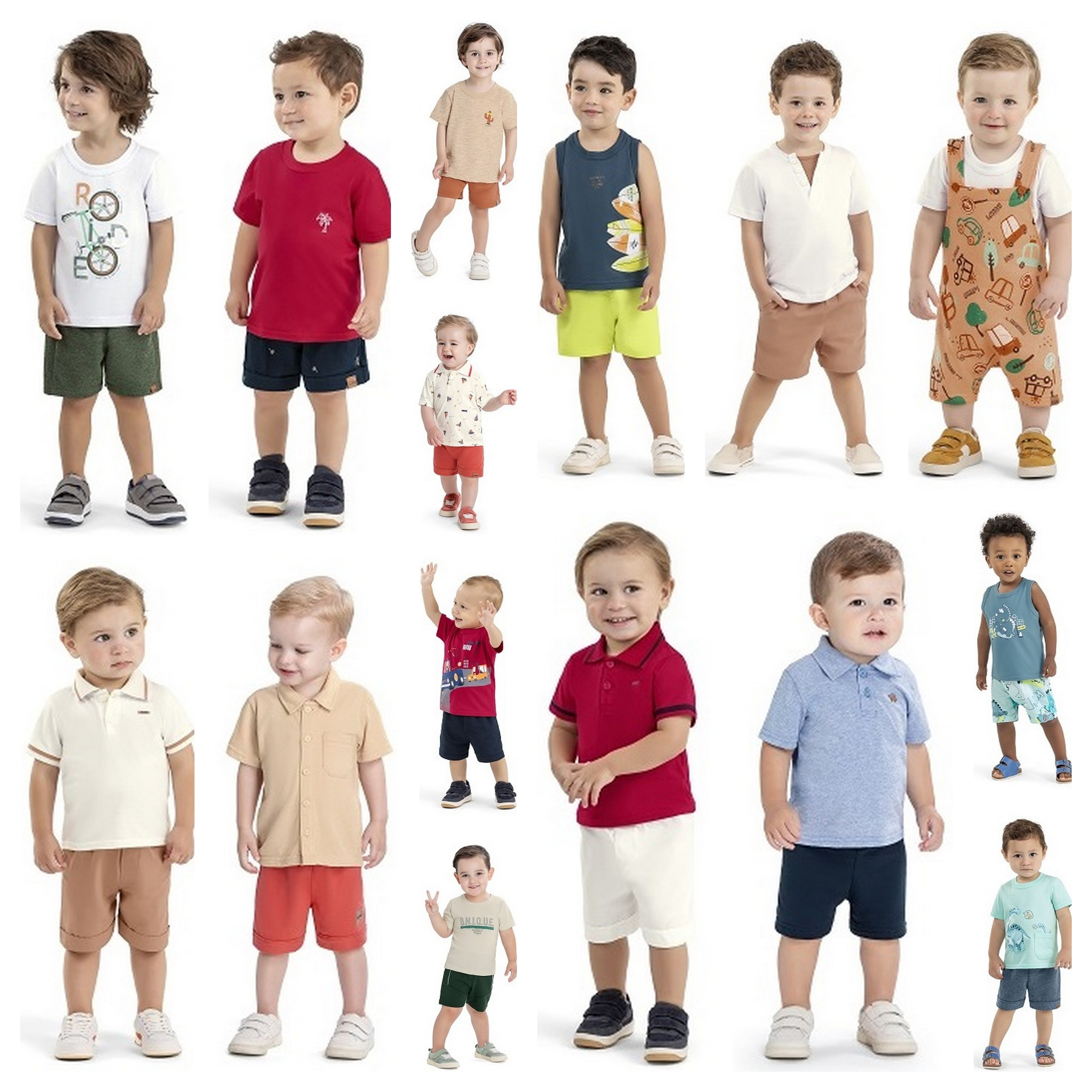 Kit Conjunto Elian Meninos Infantil 8 Peças estampas e cores variadas tamanho 3