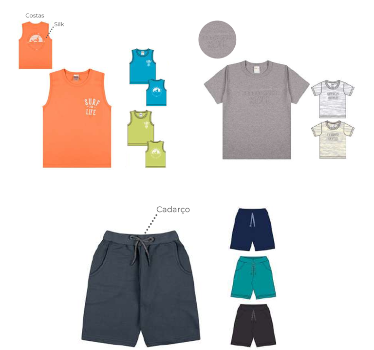 Kit 3 Peças Fantoni Meninos Cores Variadas do 12 ao 14