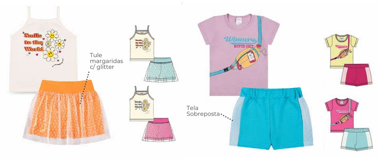 Kit Fantoni Meninas Com Estampas Coloridas