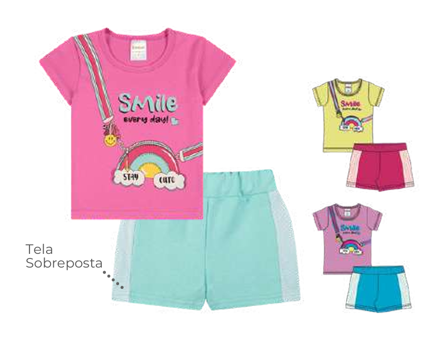 Kit Fantoni Meninas Com Estampas Coloridas do 1 ao 3