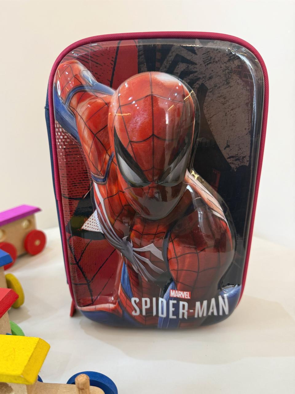 Estojo Box Infantil do Homem Aranha 3D Azul e Vermelha