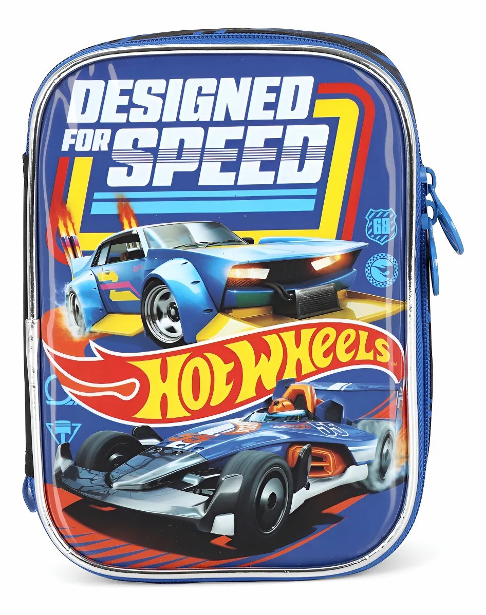 Estojo Escolar Box do Hot Wheels Designed For Speed Azul