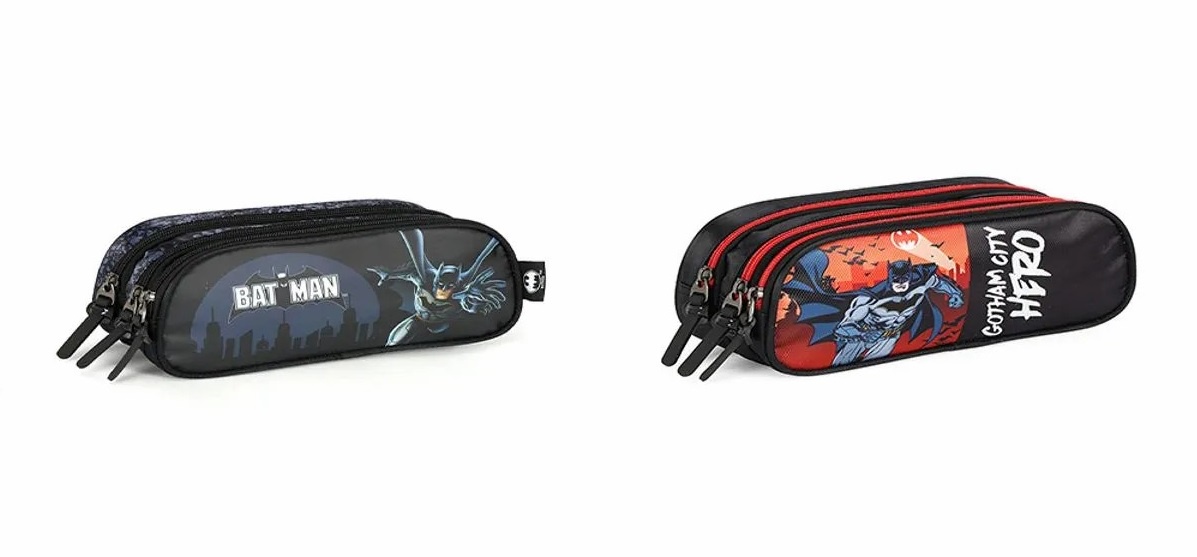 Estojo Escolar Infantil Triplo do Batman Vermelho ou Azul
