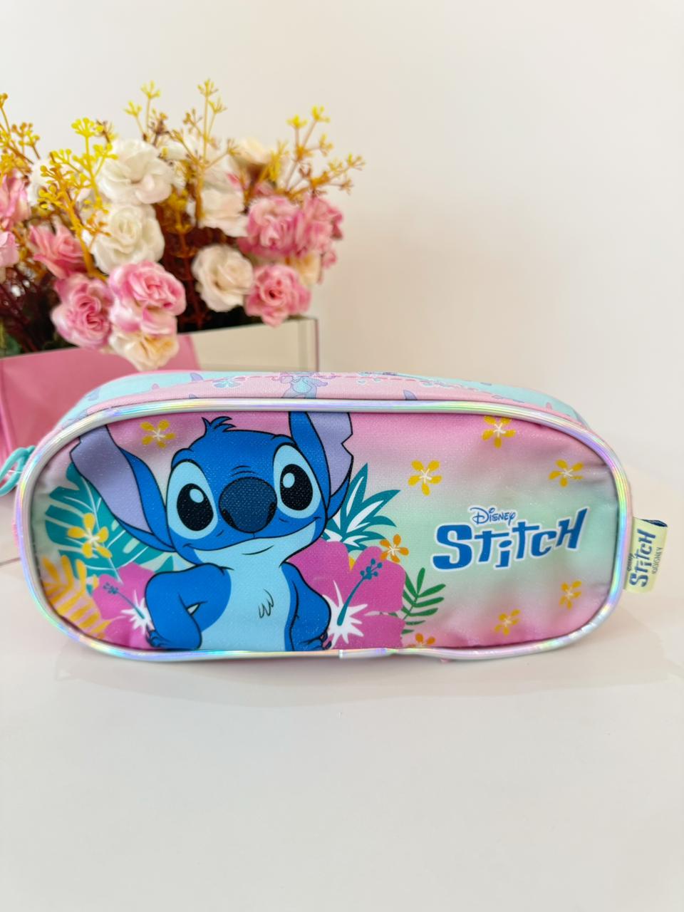 Estojo Escolar Simples da Lilo Stitch e Angel Rosa