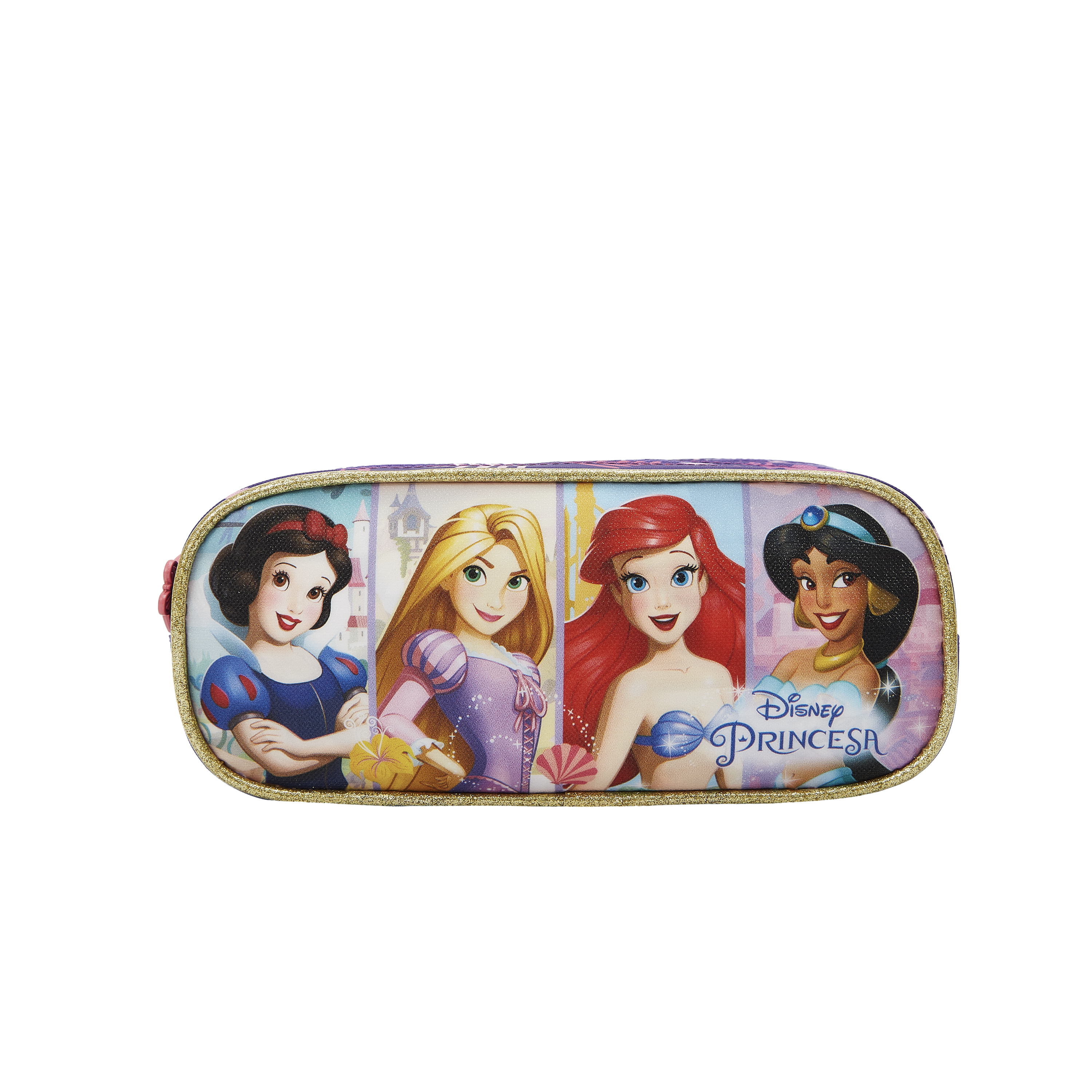 Estojo Triplo Escolar Princesas da Disney Glitter