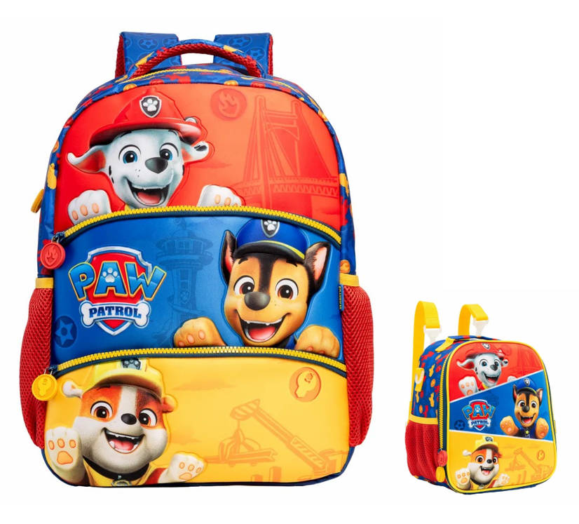 Kit Mochila de Costas Escolar Tam. 14 e Lancheira Térmica da Patrulha Canina SE
