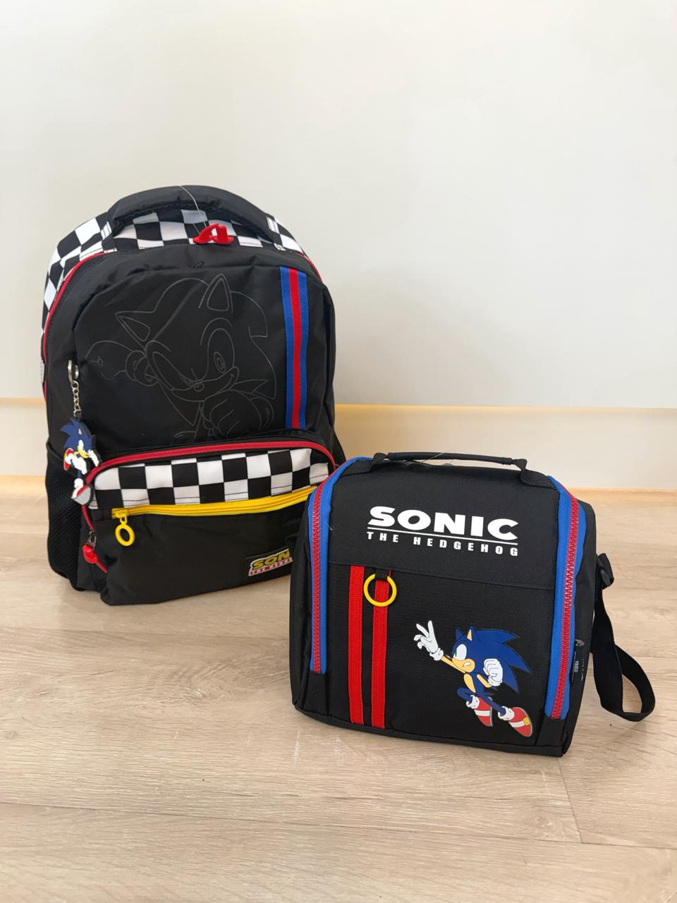 Kit Mochila De Costas + Lancheira Térmica do Sonic Preta