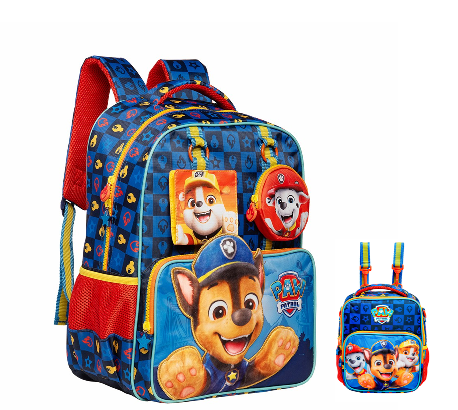 Kit Mochila de Costas Tam. 16 e Lancheira Térmica Escolar da Patrulha Canina Y