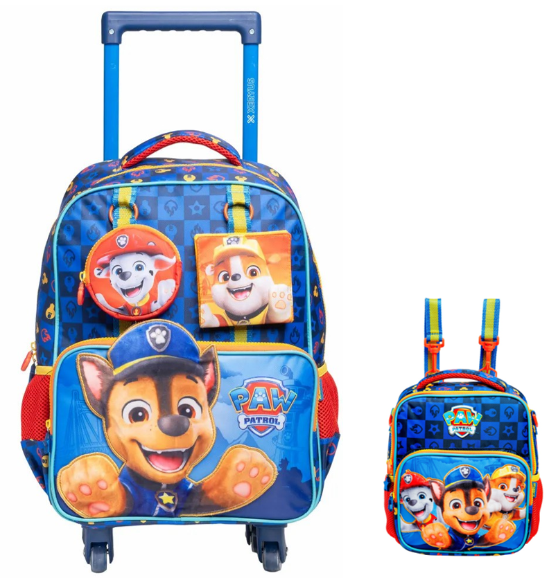 Kit Mochila de Rodinha Escolar  Tam.16 - 4 Rodinhas + Lancheira da Patrulha Canina