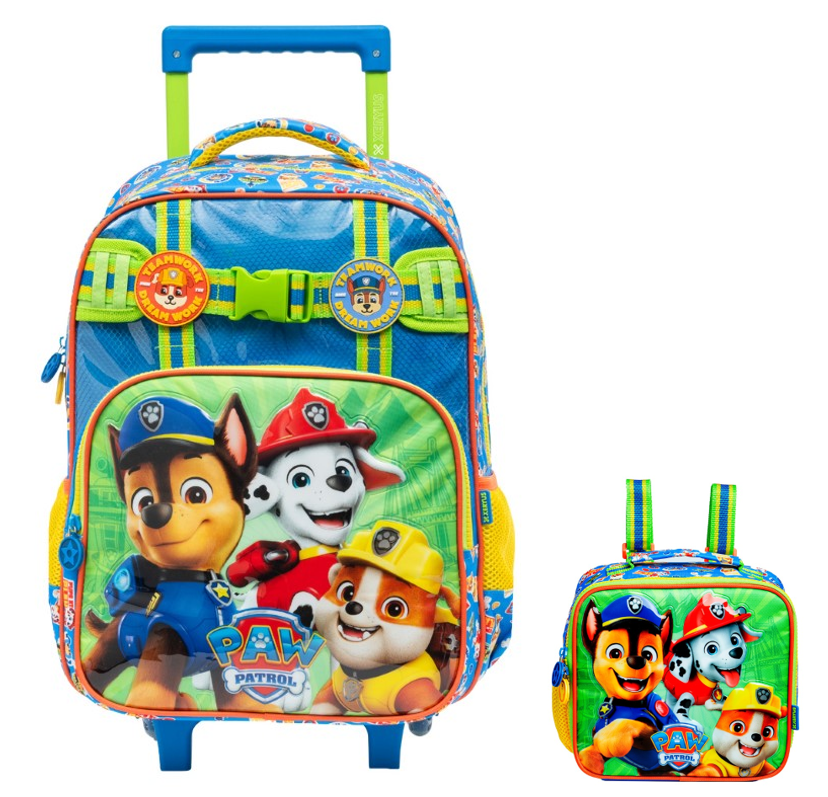 Kit Mochila de Rodinhas Escolar S1 Tam.16 + Lancheira da Patrulha Canina