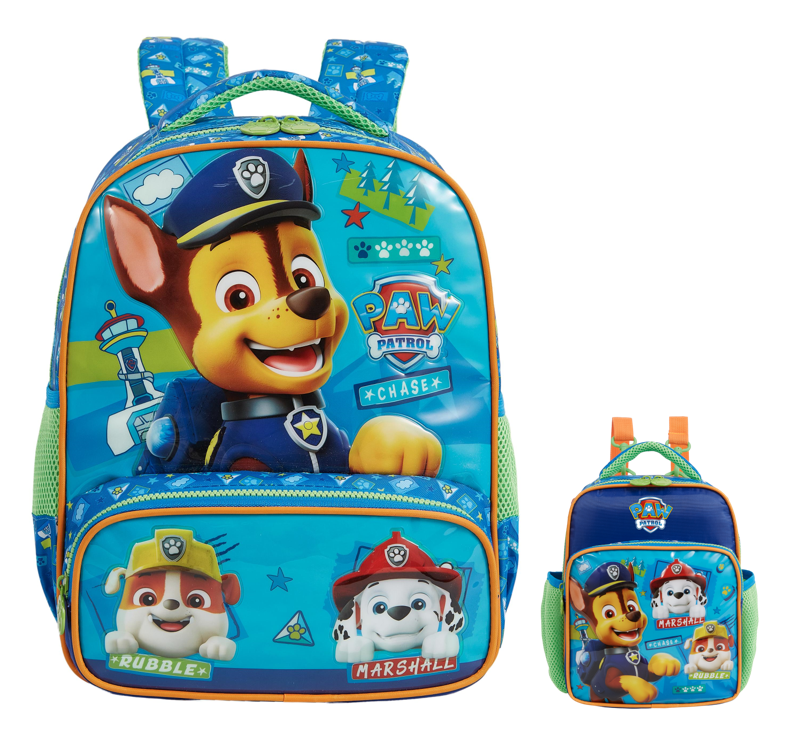 Kit Mochila Escolar + Lancheira da Patrulha Canina Azul