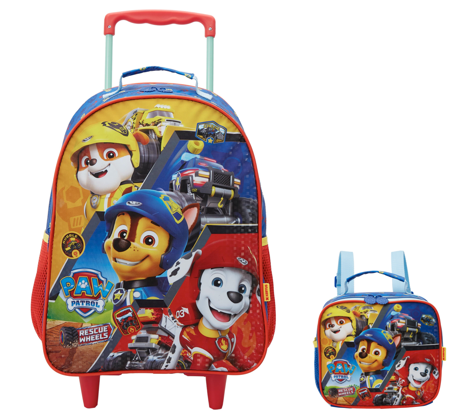 Kit Mochila Infantil Rodinhas + Lancheira Patrulha Canina SE Azul