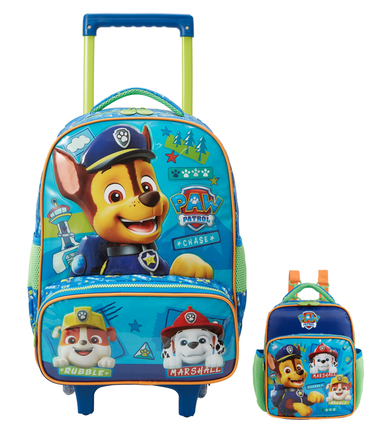 Kit Mochila Rodinhas Escolar + Lancheira da Patrulha Canina Azul