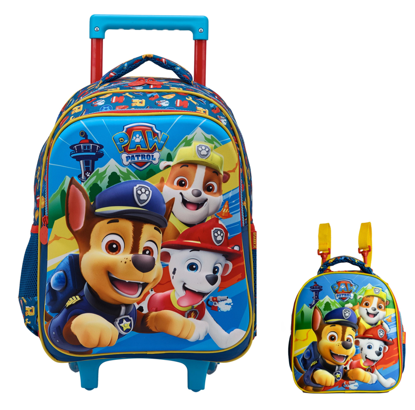 Kit Mochila Rodinhas Escolar + Lancheira da Patrulha Canina Relevo