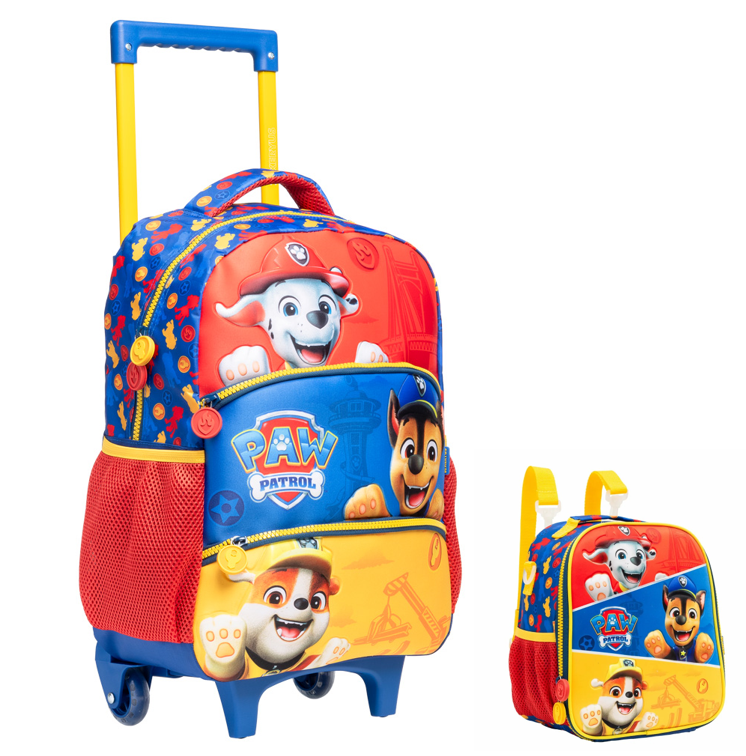 Kit Mochila de Rodinhas Tam.16 e Lancheira Térmica Escolar da Patrulha Canina SE