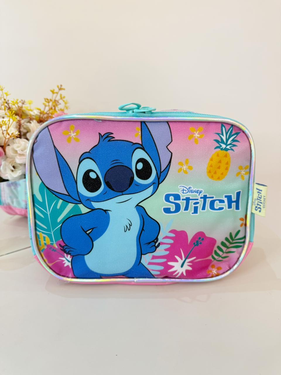 Lancheira Escolar Lilo Stitch e Angel Azul e Rosa