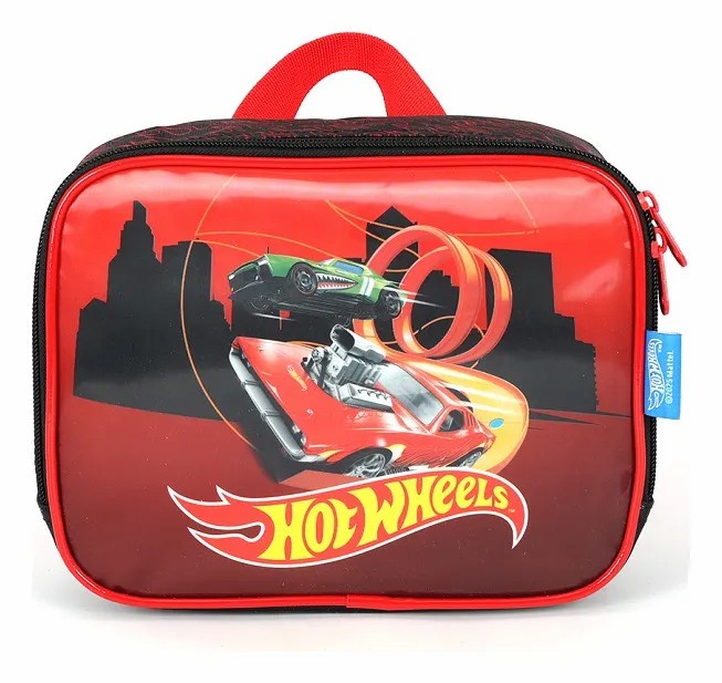 Lancheira Térmica Escolar do Hotwheels Race Preta e Vermelha