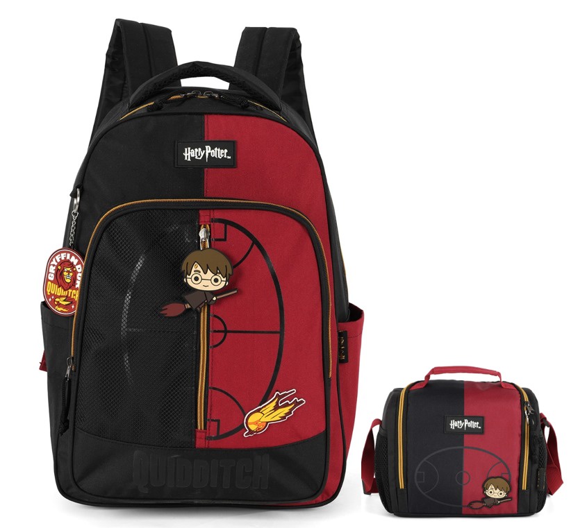 Kit Mochila + Lancheira do Harry Potter Gryffindor Quidditch
