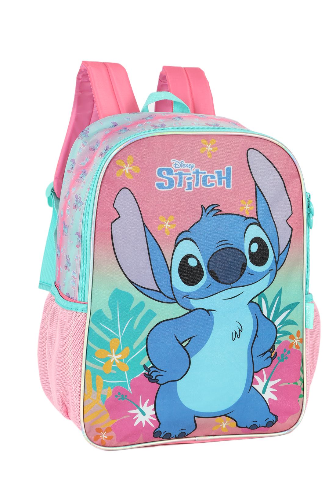 Mochila De Costas Grande Reforçada da Lilo Stitch e Angel Rosa