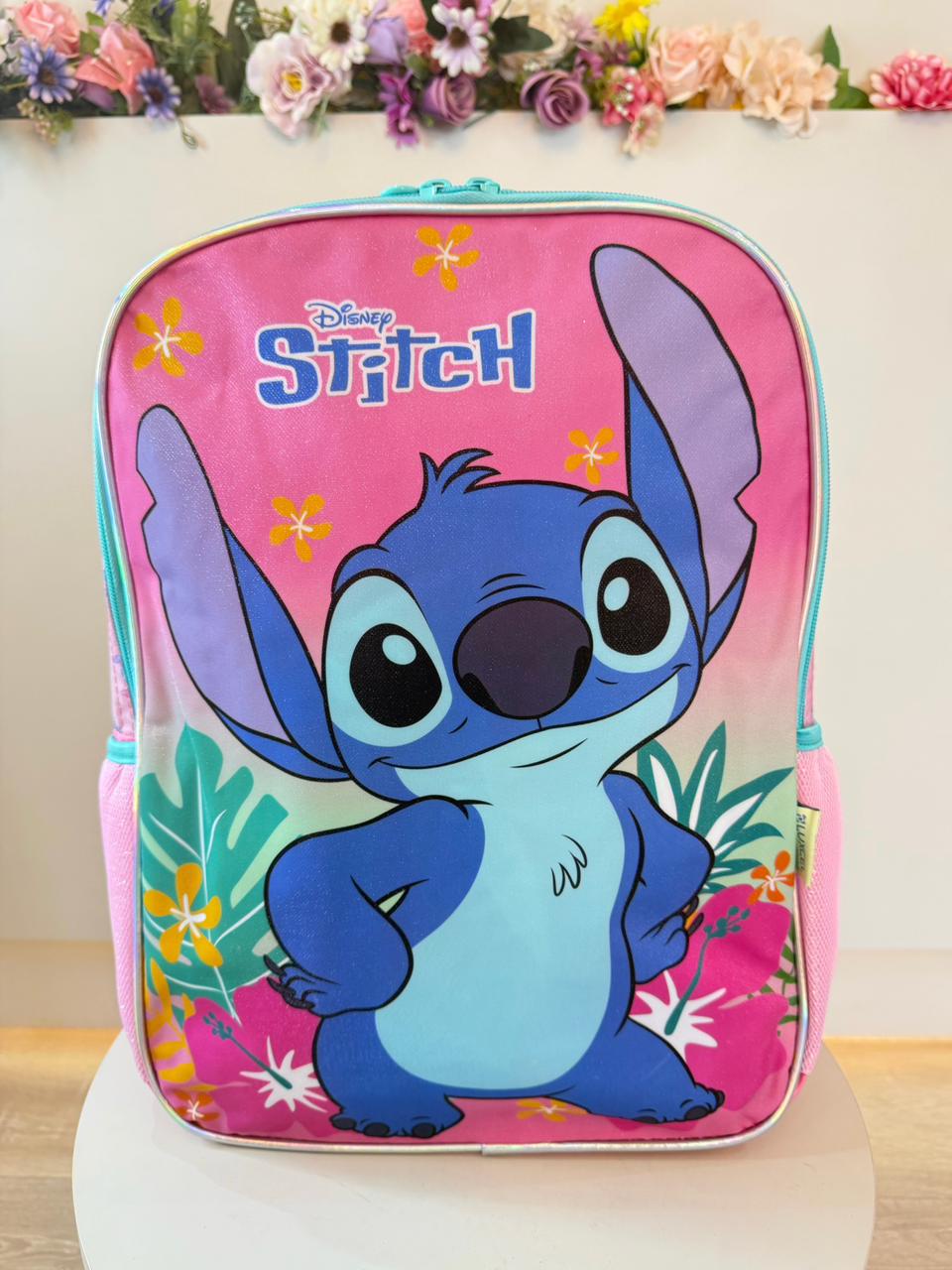 Mochila De Costas Grande Reforçada da Lilo Stitch e Angel Rosa