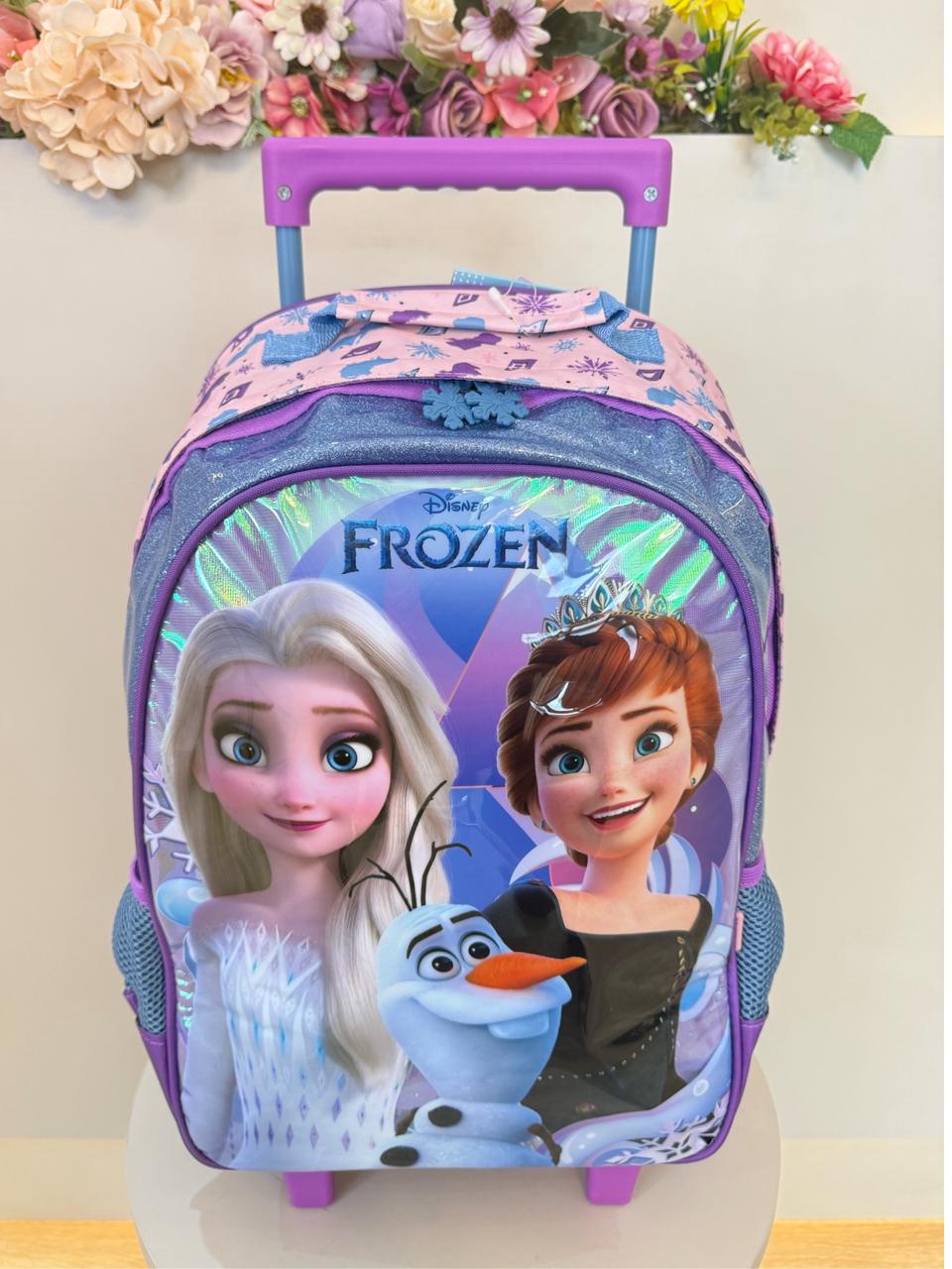 Mochila de Rodinhas Escolar da Disney Frozen Holográfico Tam. 14