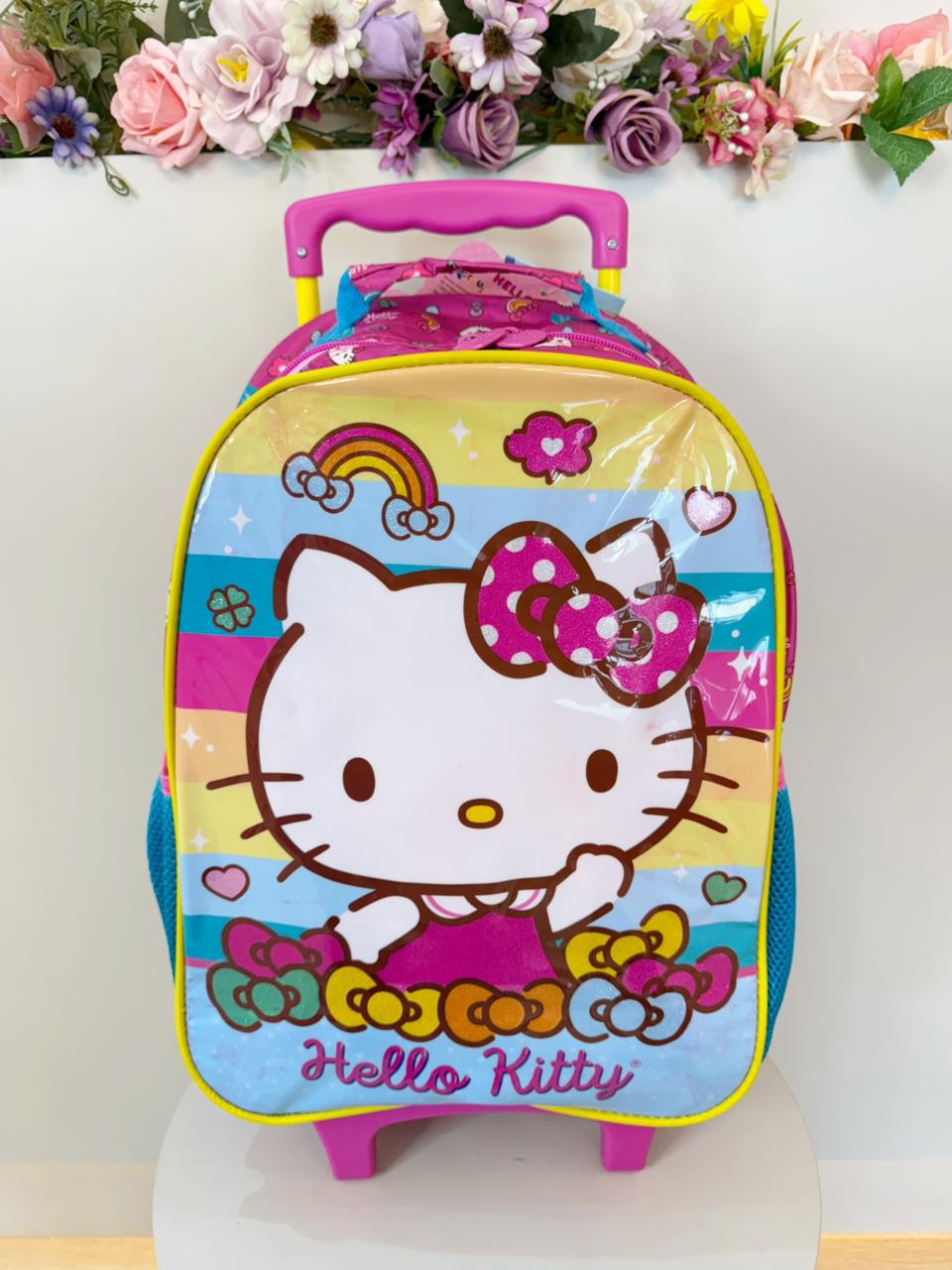 Mochila de Rodinhas Escolar da Hello Kitty Rainbow