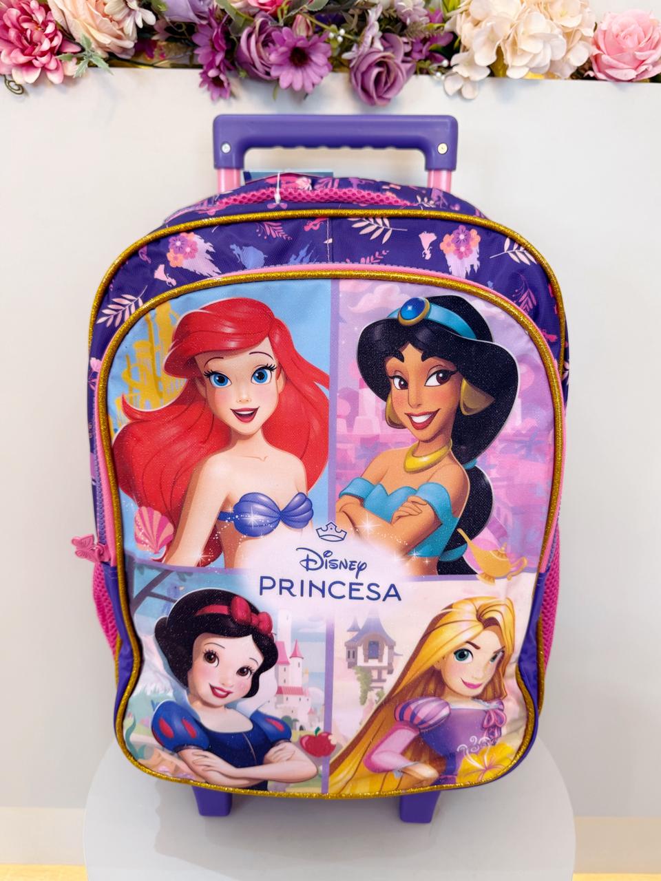 Mochila de Rodinhas Escolar Princesas da Disney Glitter