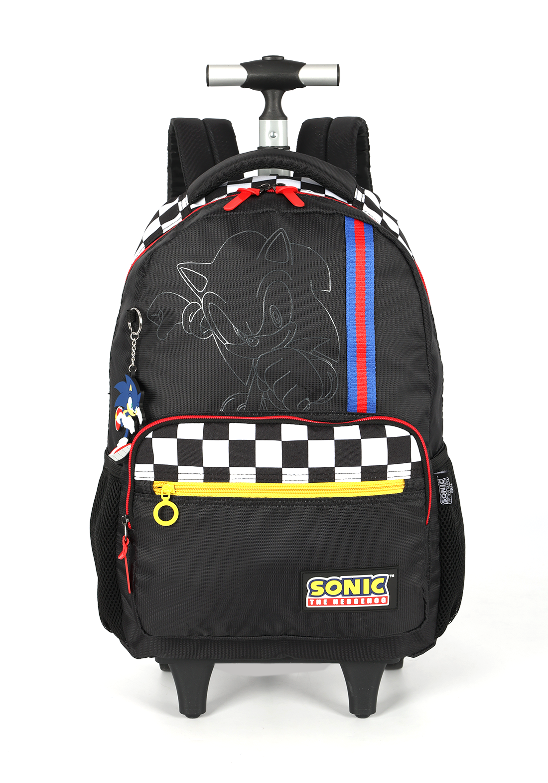 Mochila Escolar Costa C/ Rodinha do Sonic Hedgehog Juvenil Tam. 16 Preta