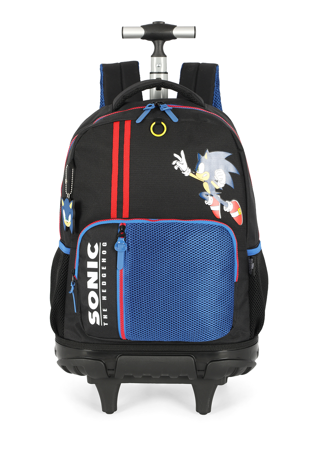 Mochila Escolar Costa C/ Rodinha do Sonic Hedgehog Juvenil Tam. 16 Preto e Azul