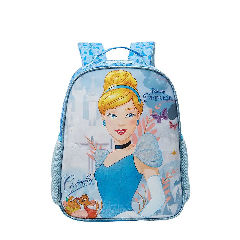 Mochila Escolar da Princesa Disney Cinderela Azul
