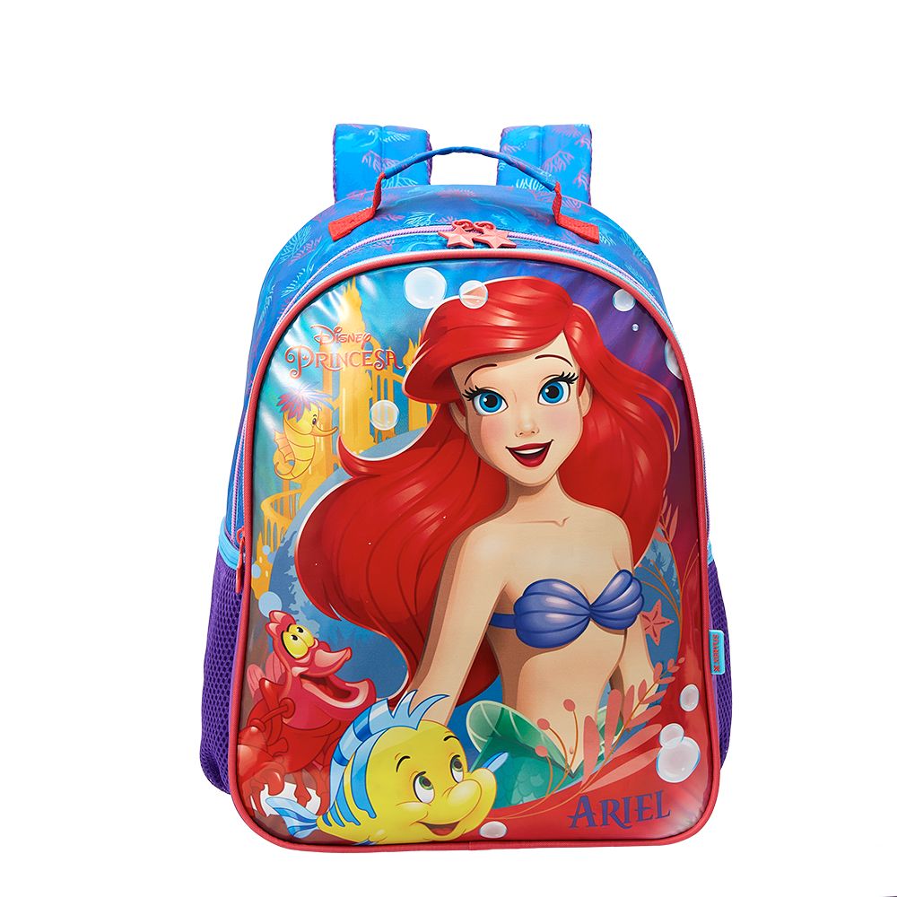 Mochila Escolar da Princesa Disney Ariel Metálica