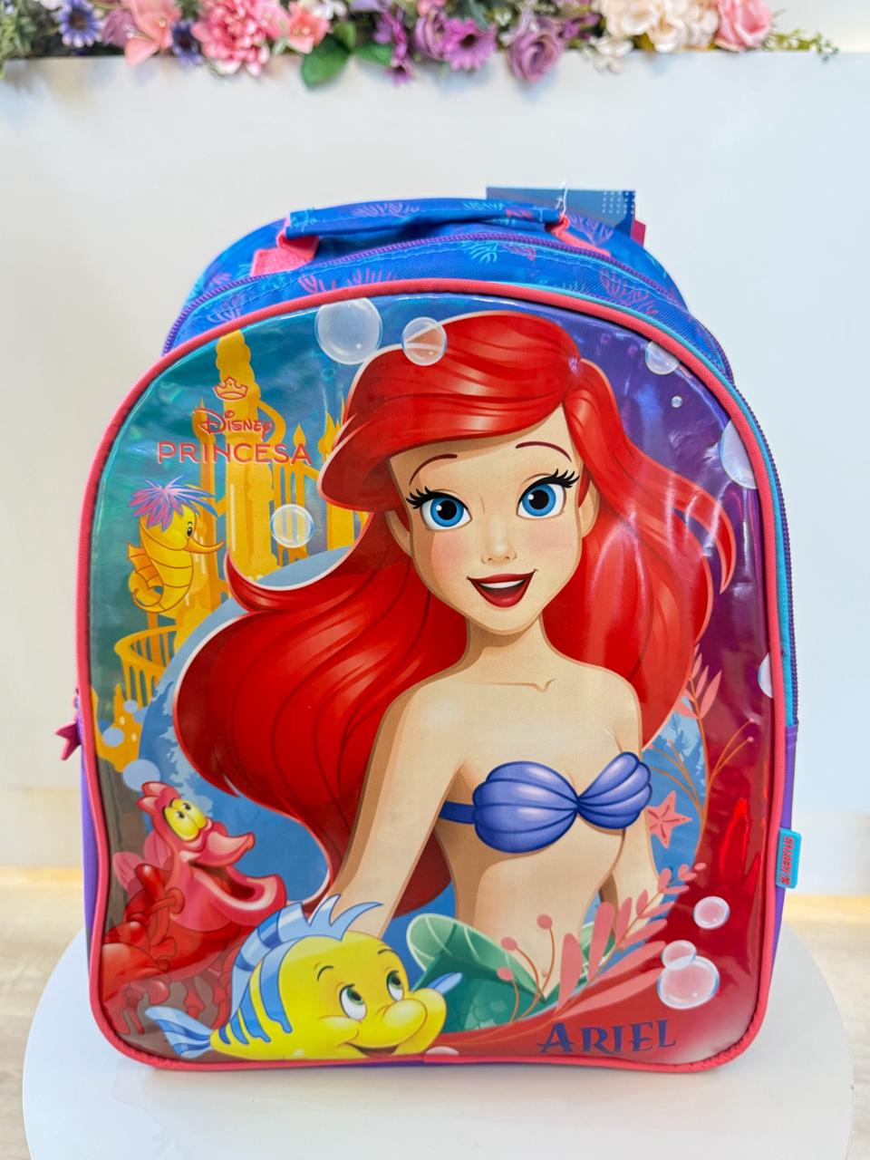 Mochila Escolar da Princesa Disney Ariel Metálica