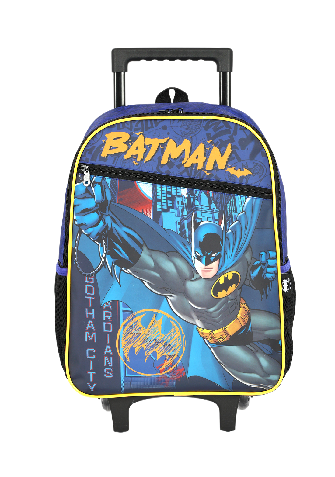 Mochila Infantil C/ Rodinhas Batman Preta e Azul