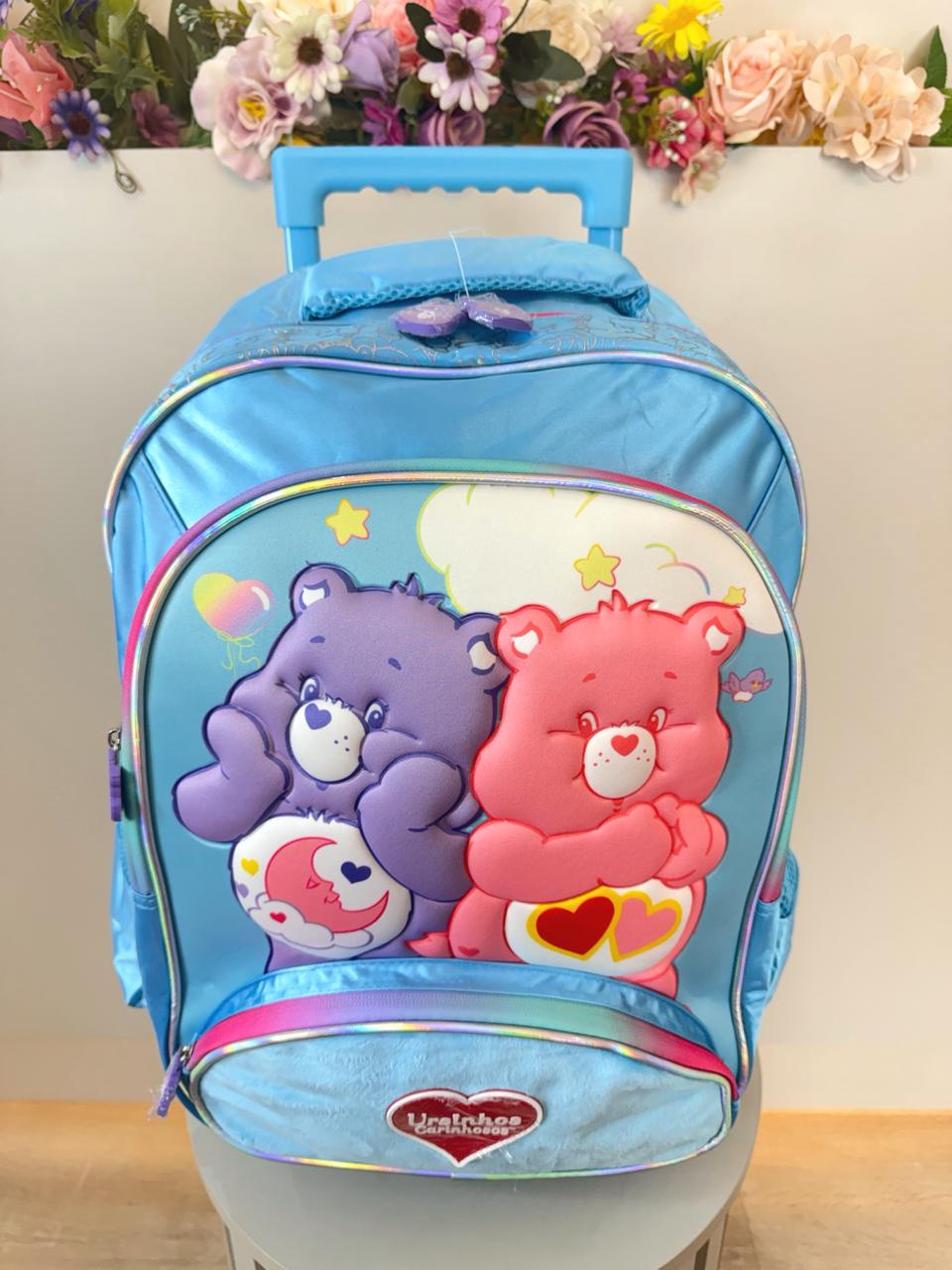 Mochila Infantil c/ Rodinhas dos Ursinhos Carinhosos Azul Tam. 16