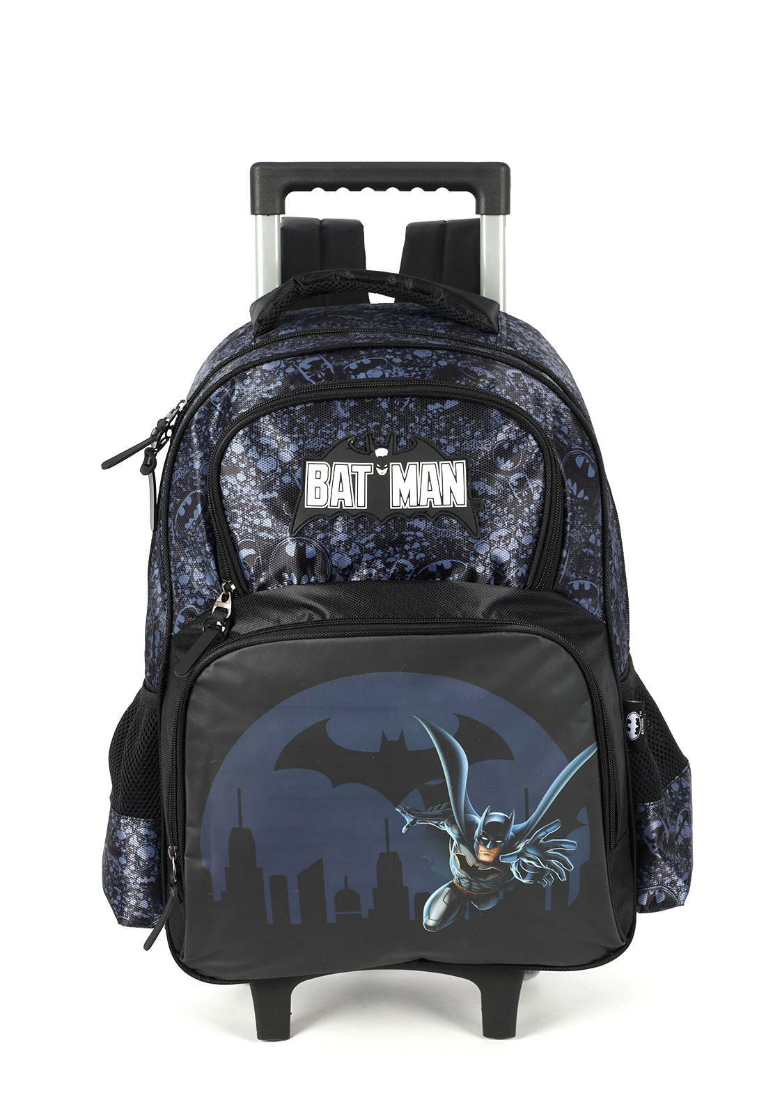 Mochila Infantil Com Rodinhas Batman Preta e Azul
