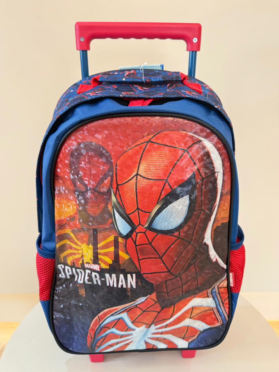 Mochila Infantil Com Rodinhas Homem Aranha Azul e Vermelha