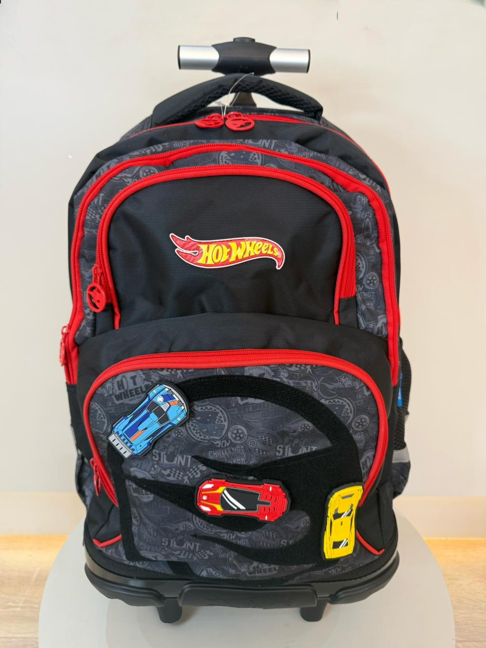 Mochila Infantil Com Rodinhas Hotwheels Preto