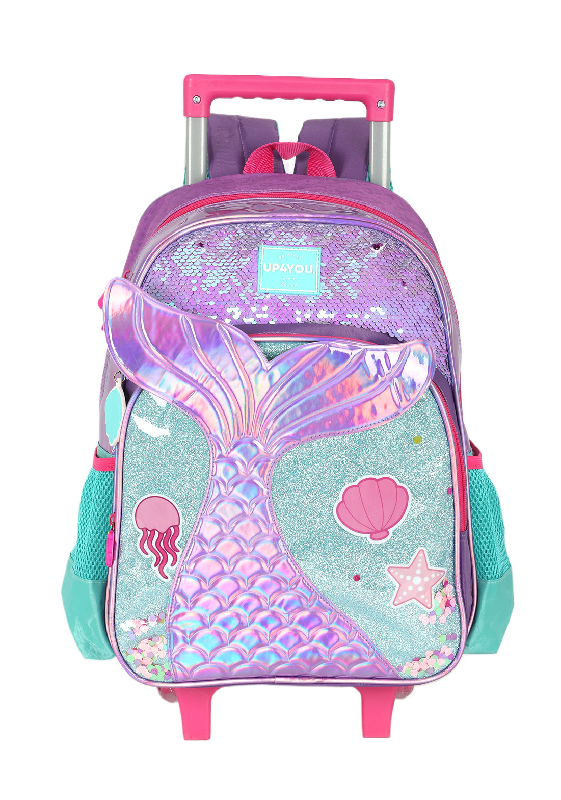 Mochila Infantil Com Rodinhas Roxo da Sereia Up4you